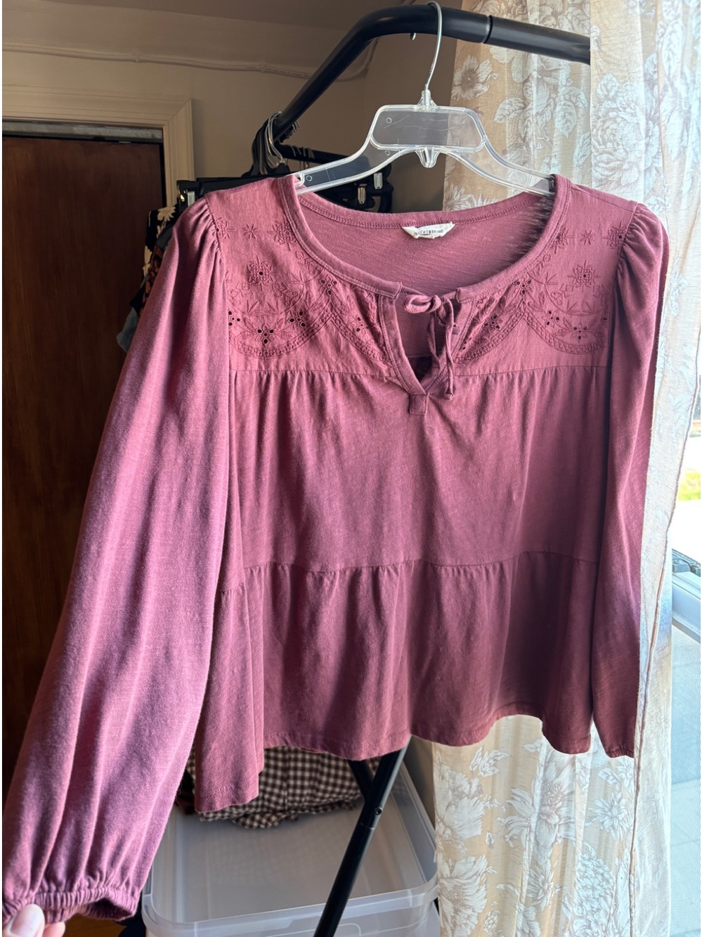 EUC Lucky Brand Long Sleeve Cotton Babydoll Top in Wild Ginger, Women’s Plus XXL